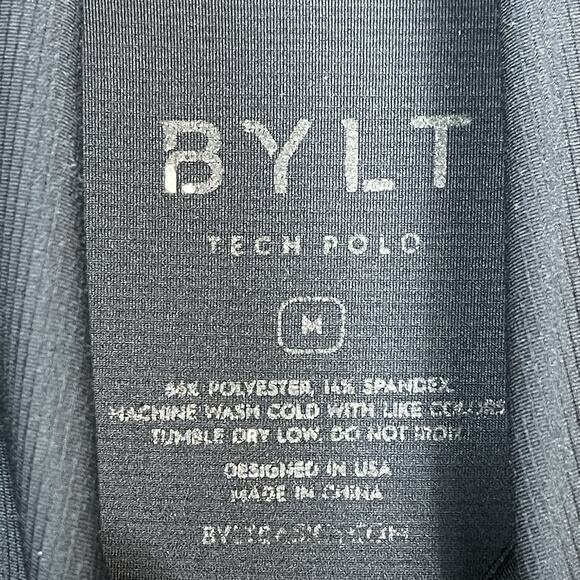 Bylt Basics Polo Shirt Mens M Black Tech Short Sleeve Stretch Breathable - Picture 3 of 9